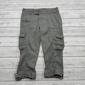 Vintage Cargo Capri Pants Women's 5/6 Olive Green Utility Buckle Cuff Cropped